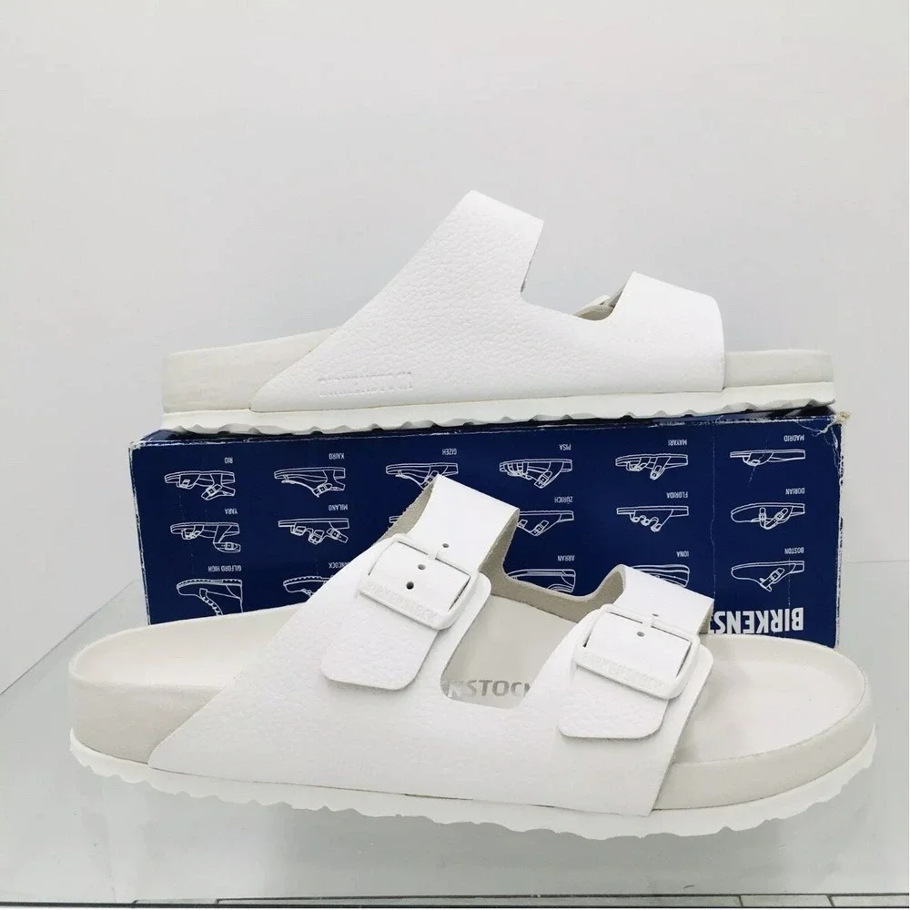 Birkenstock Arizona Exquisite- White Leather- Mens Sandals Slide EU 42 US 9- 9.5 - Picture 2 of 12